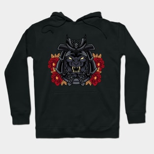 The Wolf Samurai: Ferocious Wolf Head in a Traditional Helmet Hoodie